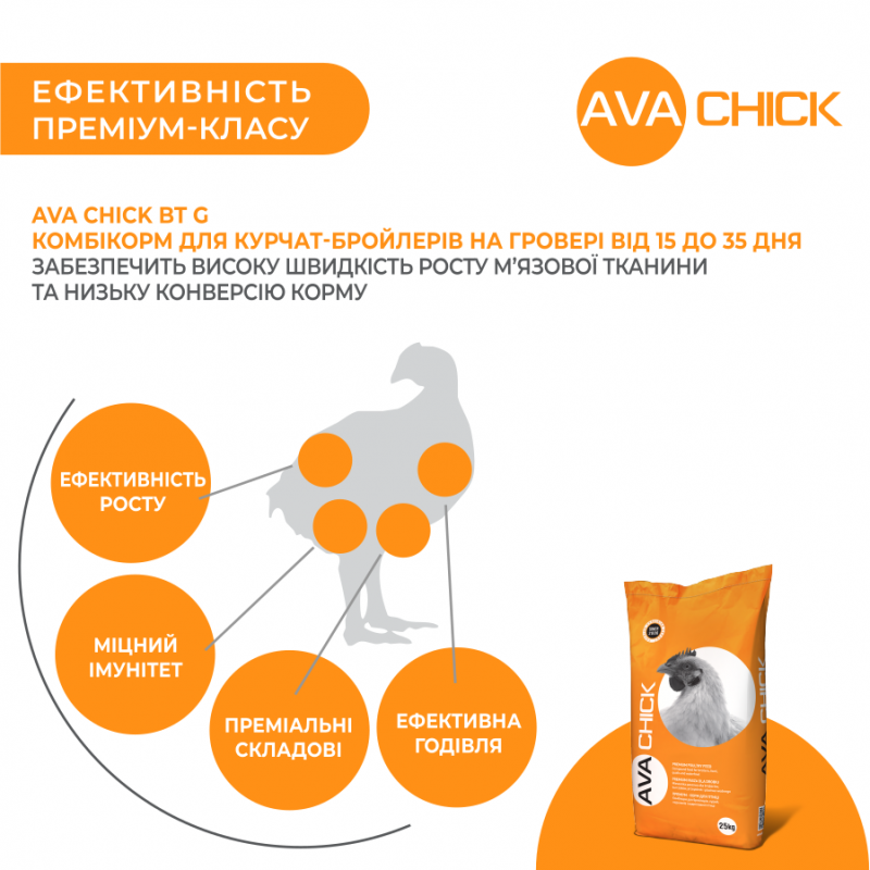 AVA Chick BT G Рост - ростовой комбикорм для бройлеров