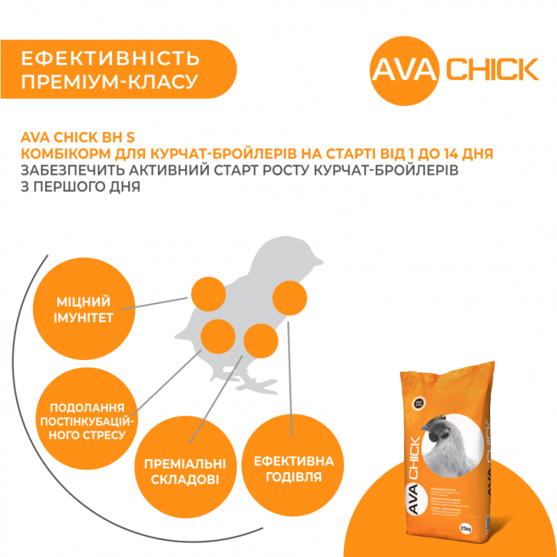 AVA Chick BHS Старт - стартовый комбикорм для цыплят бройлеров