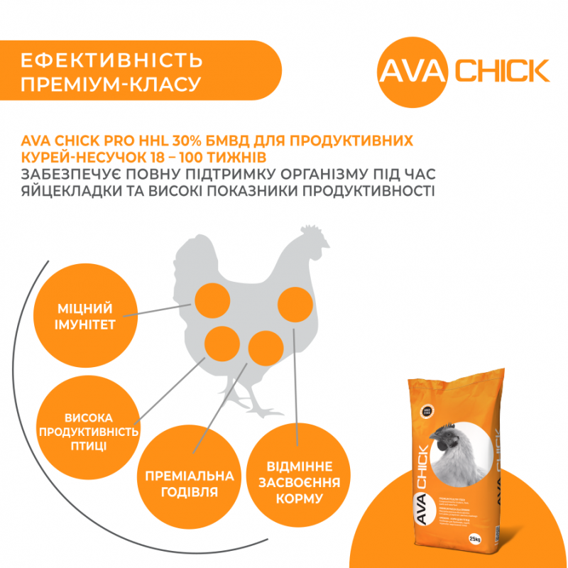 AVA Chick PRO HHL 30% БМВД для продуктивных кур несушек