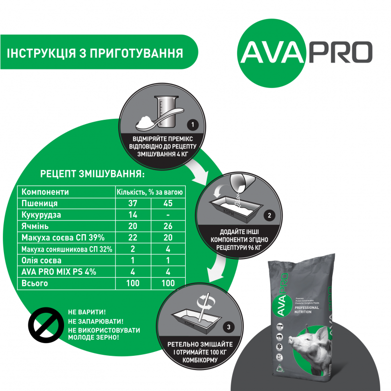 AVA PRO MIX PS 4% - премикс для поросят 12 - 30 кг.