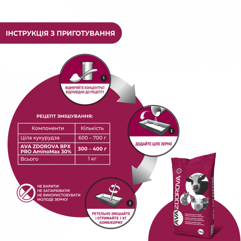 AVA ZDOROVA ВРХ PRO AminoMax 30% - концентрат для кормления телят