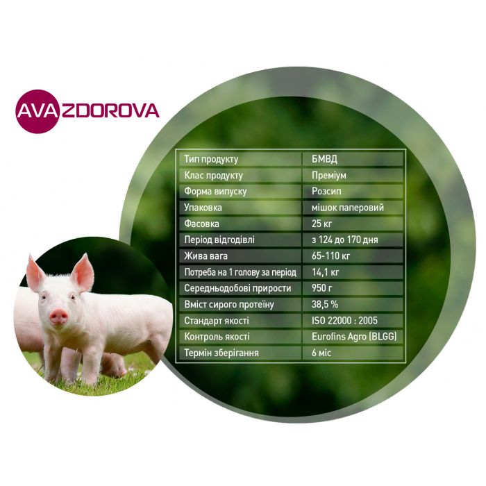 БМВД для свиней 65-110 кг AVA ZDOROVA Финиш 10%