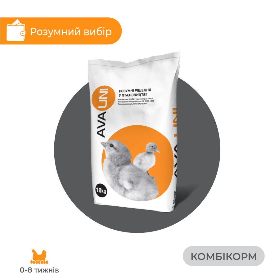  Комбикорм для кур несушек стартовый AVA UNI Отборный. Упаковка 25 кг. Комбикорм от производителя AVA GROUP